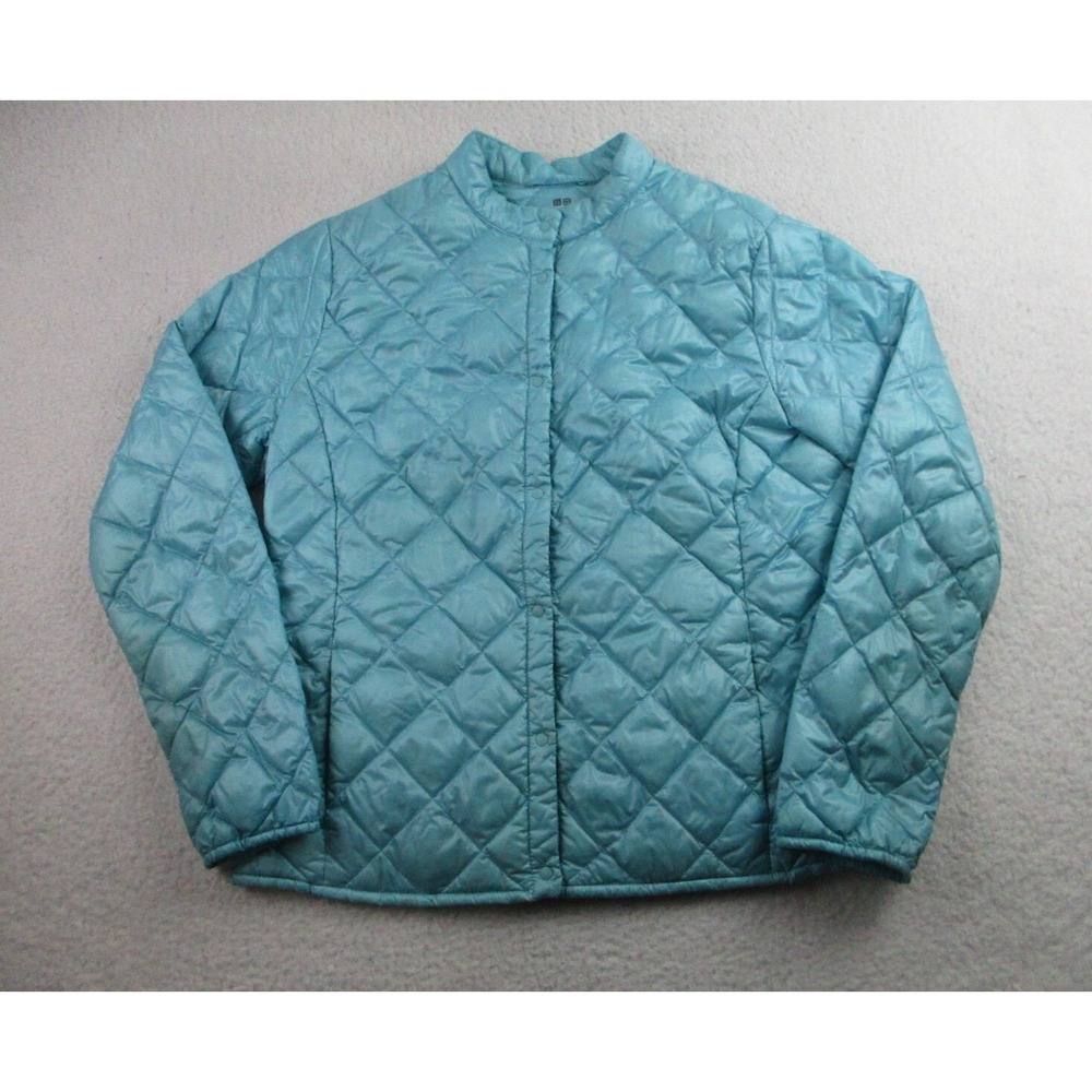 Uniqlo Diamond Quilted Down Jacket Womens‎ XL Snap On Windbreaker Winter Outdoor